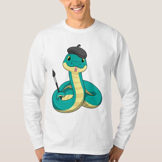 Schlange als Maler mit Pinsel T-Shirt (Vorderseite)