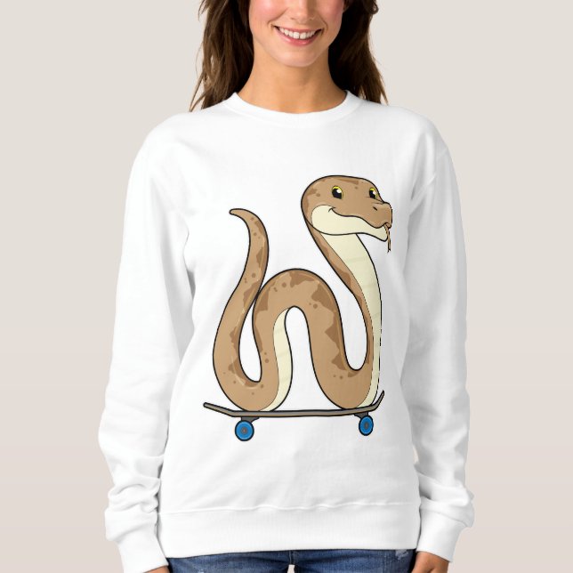 Schlange als Skater mit Skateboard Sweatshirt (Vorderseite)