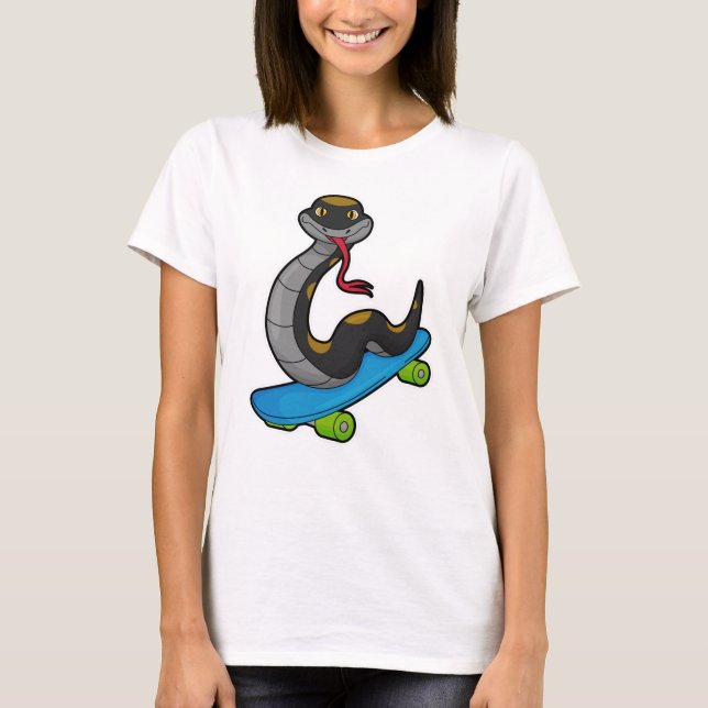 Schlange als Skater mit Skateboard T-Shirt (Vorderseite)