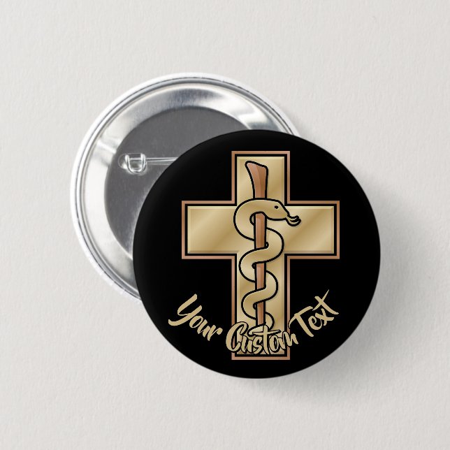 Schlange auf Kreuz Button (Vorne & Hinten)