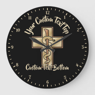 Schlange auf Kreuz Große Wanduhr