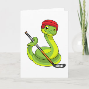 Schlange beim Eishockey mit Eishockeyschläger Karte
