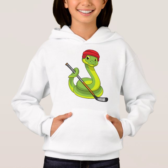 Schlange beim Eishockey mit Eishockeystick Hoodie (Vorderseite)