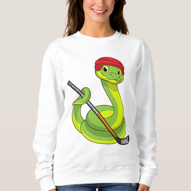 Schlange beim Eishockey mit Eishockeystick Sweatshirt (Vorderseite)