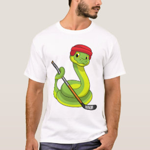 Schlange beim Eishockey mit Eishockeystick T-Shirt