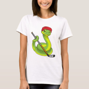 Schlange beim Eishockey mit Eishockeystick T-Shirt