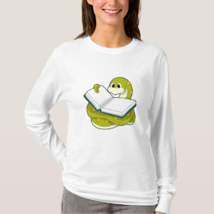 Schlange beim Lesen mit Buch T-Shirt