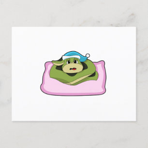 Schlange beim Schlafen mit Nachtkappe Postkarte