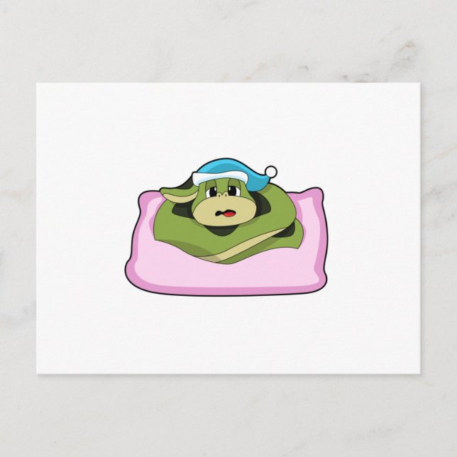 Schlange beim Schlafen mit Nachtkappe Postkarte (Vorderseite)