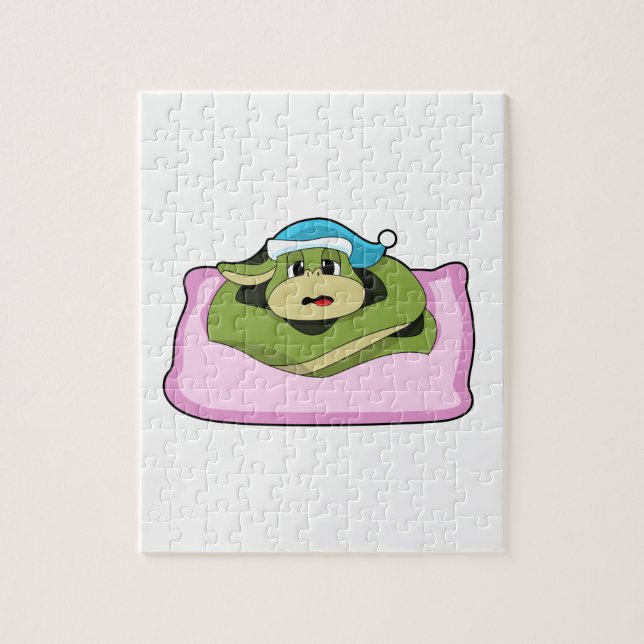 Schlange beim Schlafen mit Nachtkappe Puzzle (Vertikal)