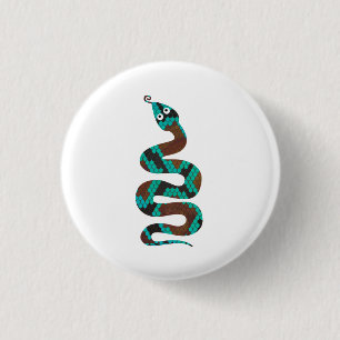 Schlange Braun und Aquamarine Silhouette Button