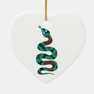 Schlange Braun und Aquamarine Silhouette Keramik Ornament