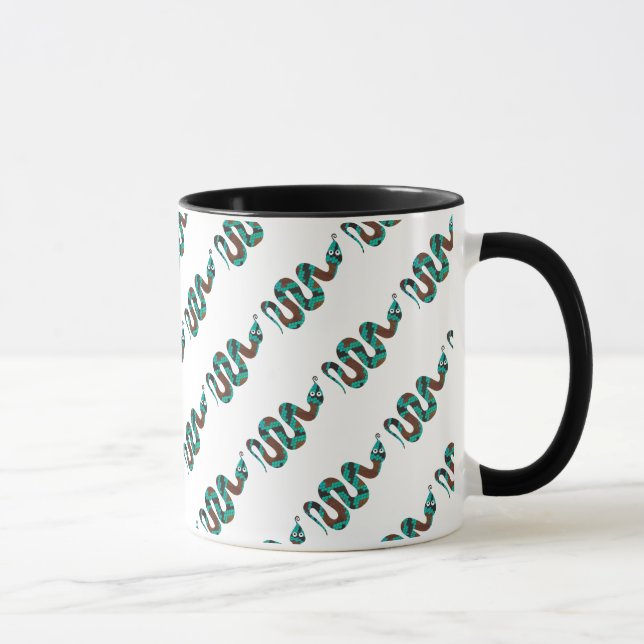 Schlange Braun und Aquamarine Silhouette Tasse (Rechts)