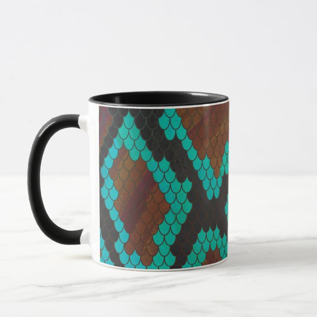 Schlange Braun und Aquamarines Drucken Tasse (Links)