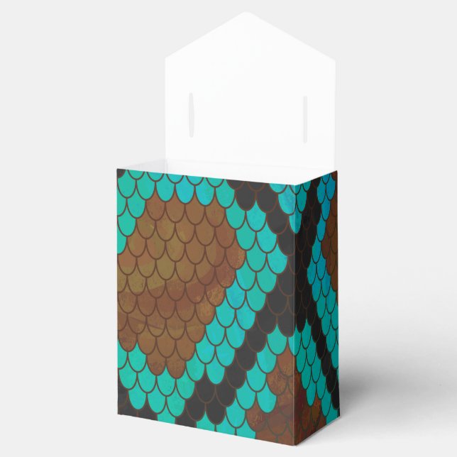 Schlange Brown und Aquamarine Printwerbung Geschenkschachtel (Geöffnet)