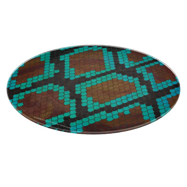 Schlange Brown und Aquamarine Printwerbung Schneidebrett (Ecke)