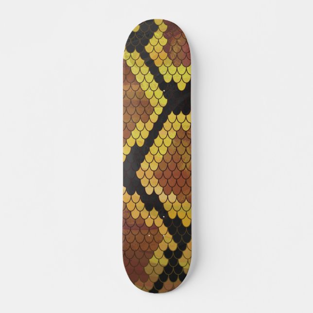 Schlange Brown und Gold Print Skateboard (Vorne)