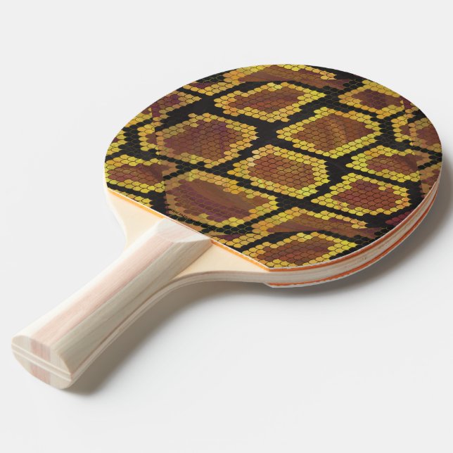 Schlange Brown und Gold Print Tischtennis Schläger (Vorderseite)