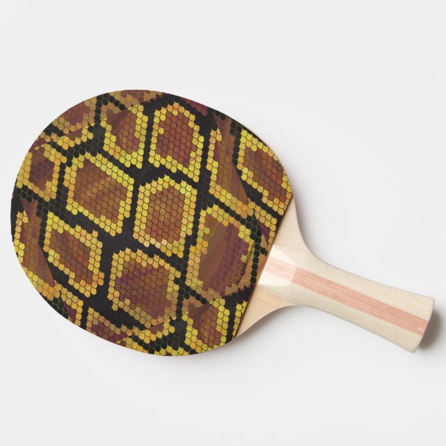 Schlange Brown und Gold Print Tischtennis Schläger (Seitenansicht)