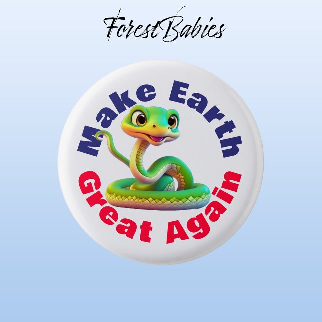 Schlange, die Erde wieder groß machen, Niedliche U Button (Snake 🐍 Make Earth Great Again, ForestBabies Button)