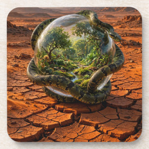 Schlange & die Sphäre von Eden Surrealer Traumland Getränkeuntersetzer