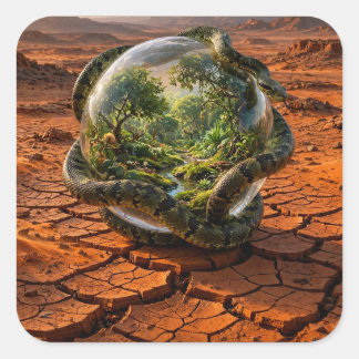 Schlange & die Sphäre von Eden Surrealer Traumland Quadratischer Aufkleber
