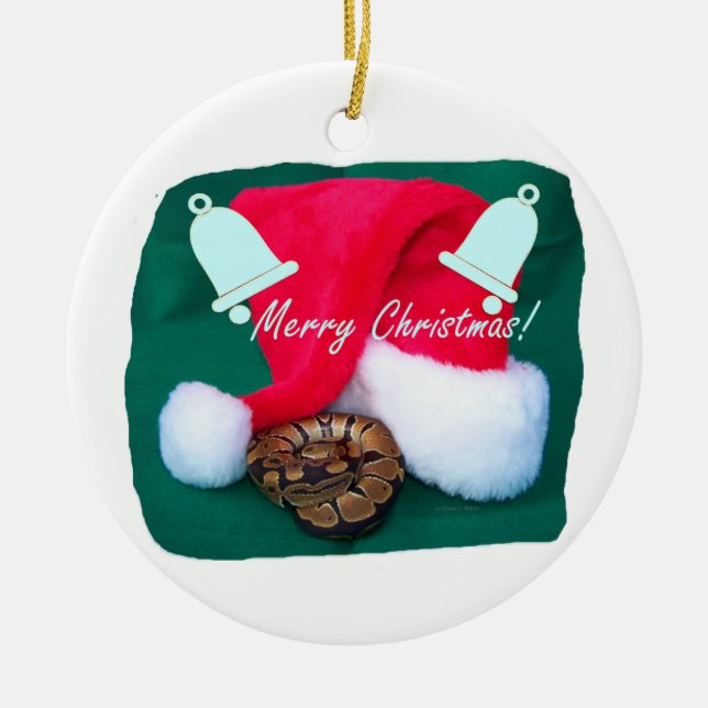 Schlange durch frohe Weihnachten und Glocken der Keramikornament (Vorne)
