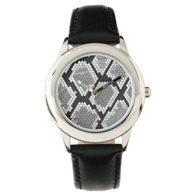 Schlange Grau und leicht Grau drucken Armbanduhr (Vorderseite)