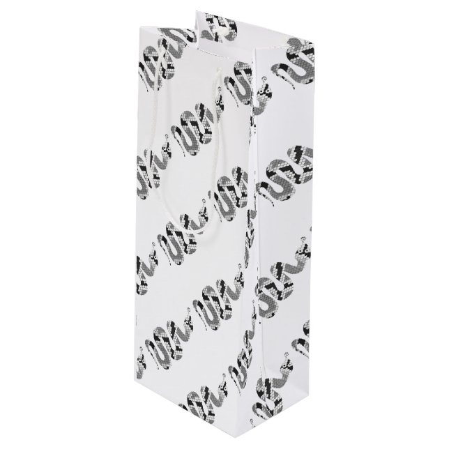 Schlange Grau und leicht Grau Silhouette Geschenktüte Für Weinflaschen (Vorderseite Schrägansicht)