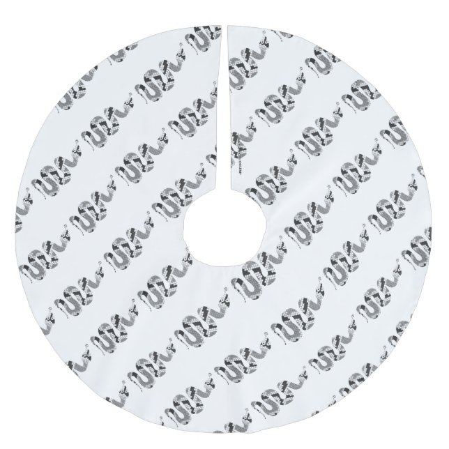 Schlange Grau und leicht Grau Silhouette Polyester Weihnachtsbaumdecke (Vorderseite)