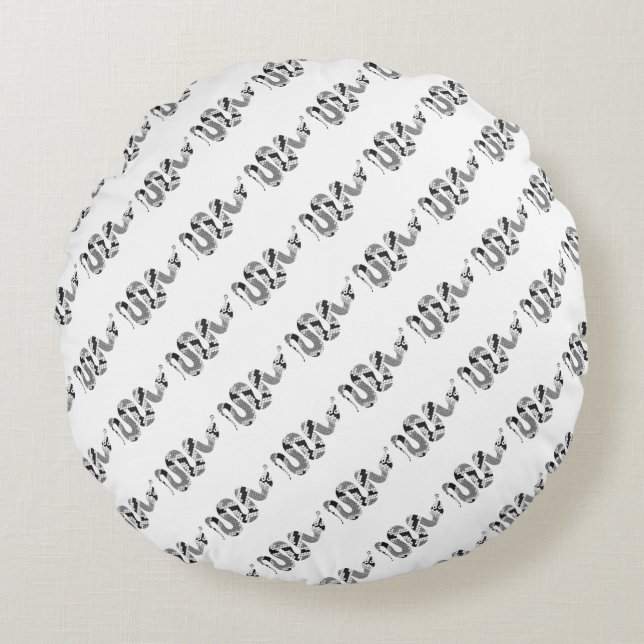 Schlange Grau und leicht Grau Silhouette Rundes Kissen (Vorderseite)