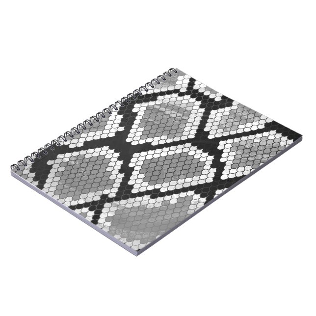 Schlange Grau, Weiß und Schwarz Notizblock (Linke Seite)