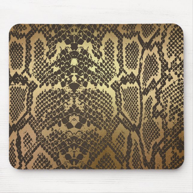 Schlange Haut Print Modern Glam Gold Mousepad (Vorne)