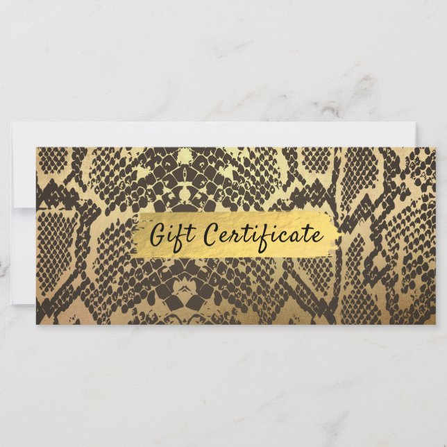 Schlange Haut Tier Print Gold Foil Geschenkgutsche (Vorderseite)