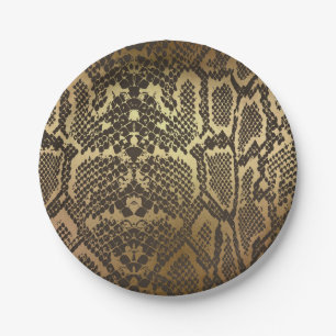 Schlange Hautfresse Elegante Modernes Glam Gold Pappteller