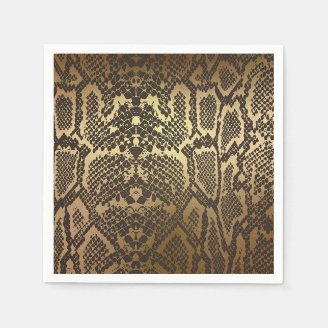Schlange Hautfresse Elegante Modernes Glam Gold Serviette (Vorderseite)