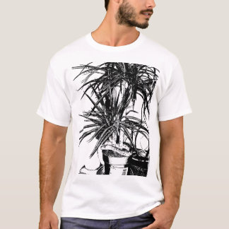 Schlange in Bloom - Schwarze Linie Kunst T-Shirt