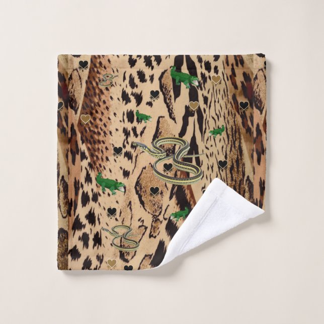 Schlange, Leopard Badezimmer Handtuch Sets (Waschlappen)
