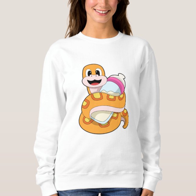 Schlange mit Babyflasche Sweatshirt (Vorderseite)