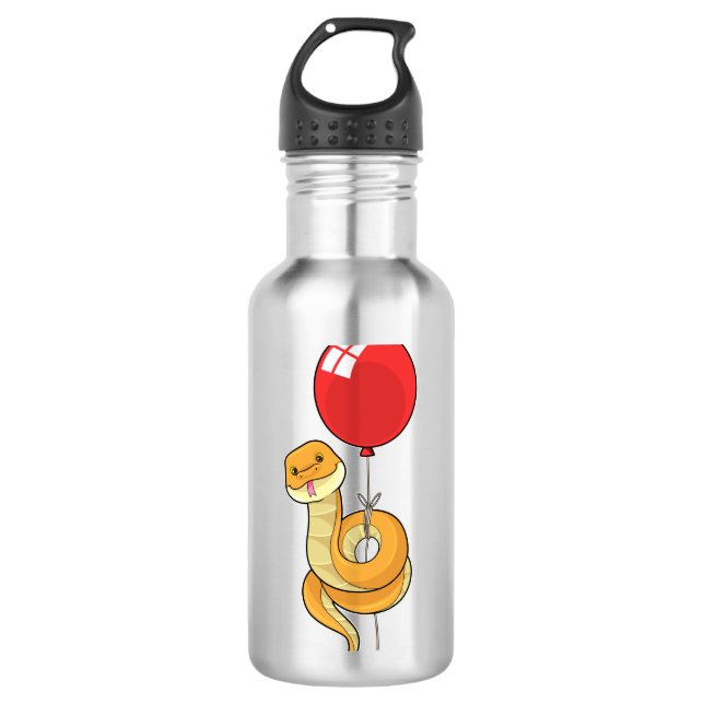 Schlange mit Ballon Edelstahlflasche (Vorderseite)
