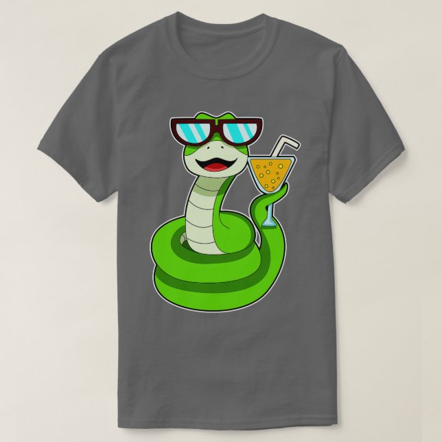 Schlange mit Drink T-Shirt (Design vorne)