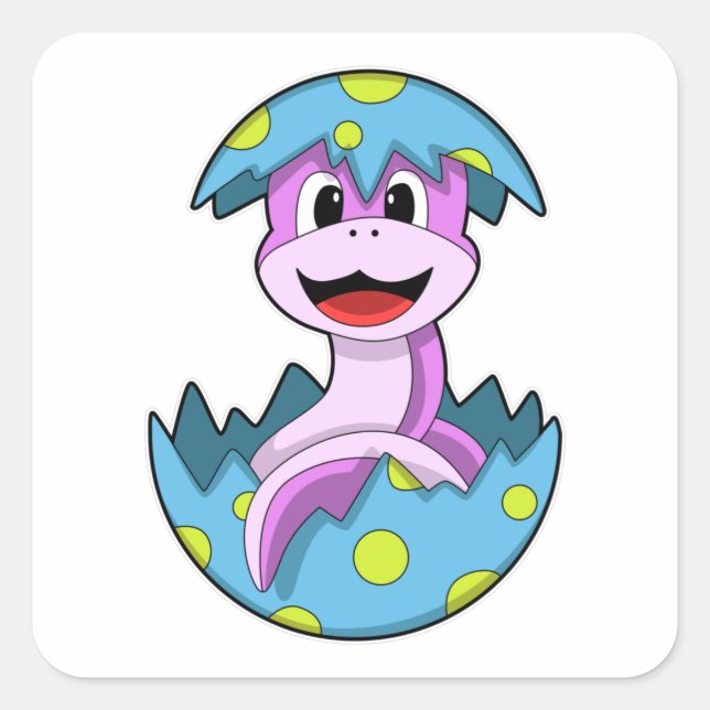 Schlange mit Ei-Muschel Quadratischer Aufkleber (Vorderseite)