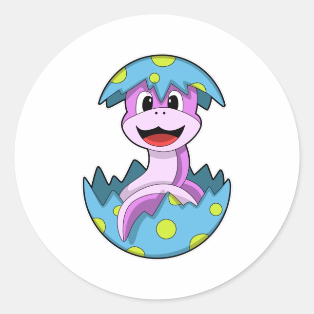 Schlange mit Ei-Muschel Runder Aufkleber (Vorderseite)
