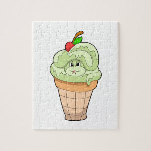 Schlange mit Eiscreme und Kirsche Puzzle