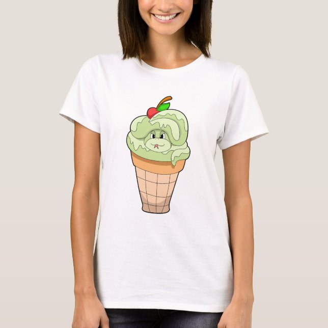 Schlange mit Eiscreme und Kirsche T-Shirt (Vorderseite)