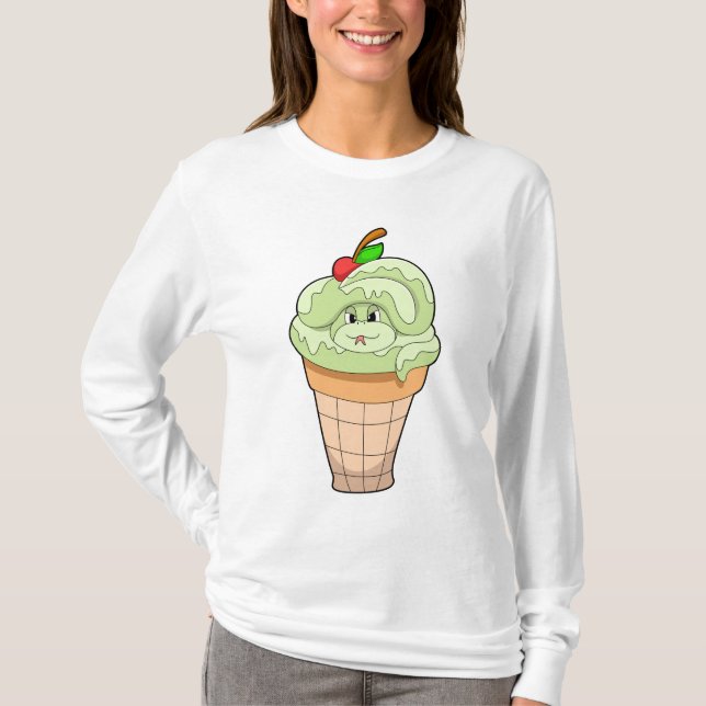 Schlange mit Eiscreme und Kirsche T-Shirt (Vorderseite)