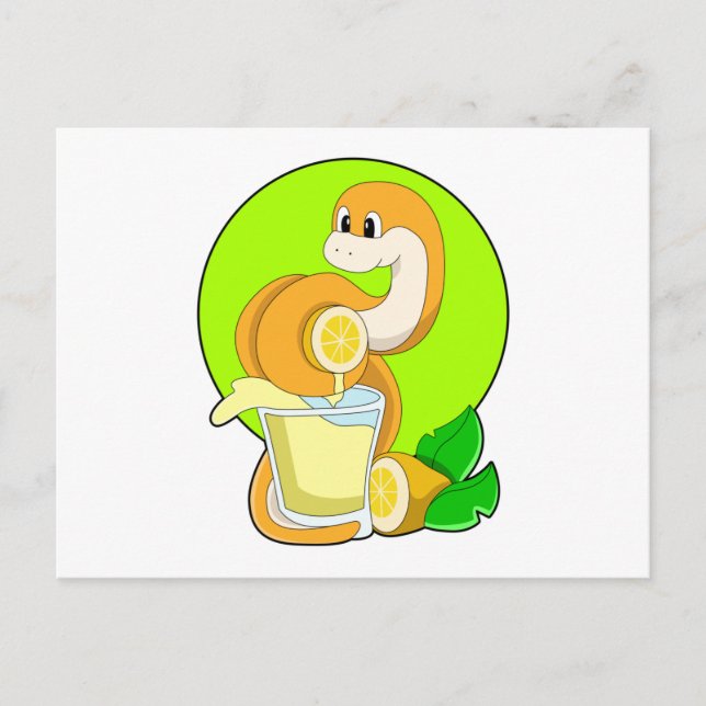Schlange mit Glas Zitronensaft Postkarte (Vorderseite)
