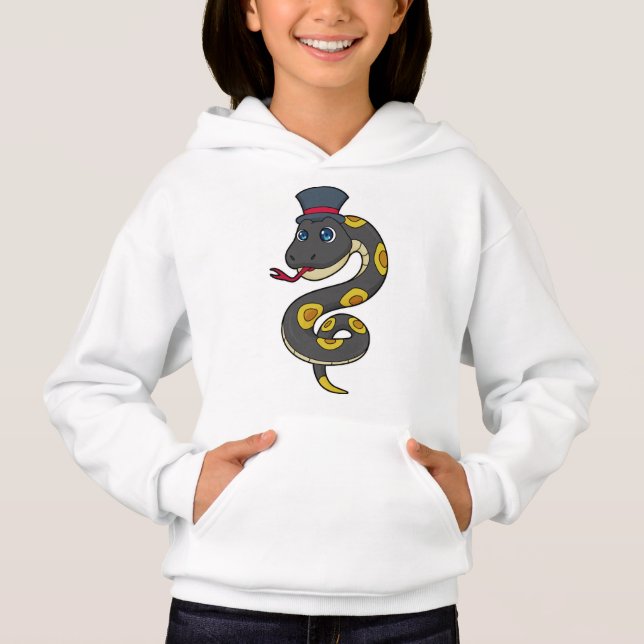 Schlange mit Hut Hoodie (Vorderseite)