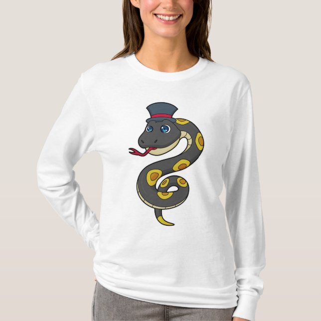 Schlange mit Hut T-Shirt (Vorderseite)