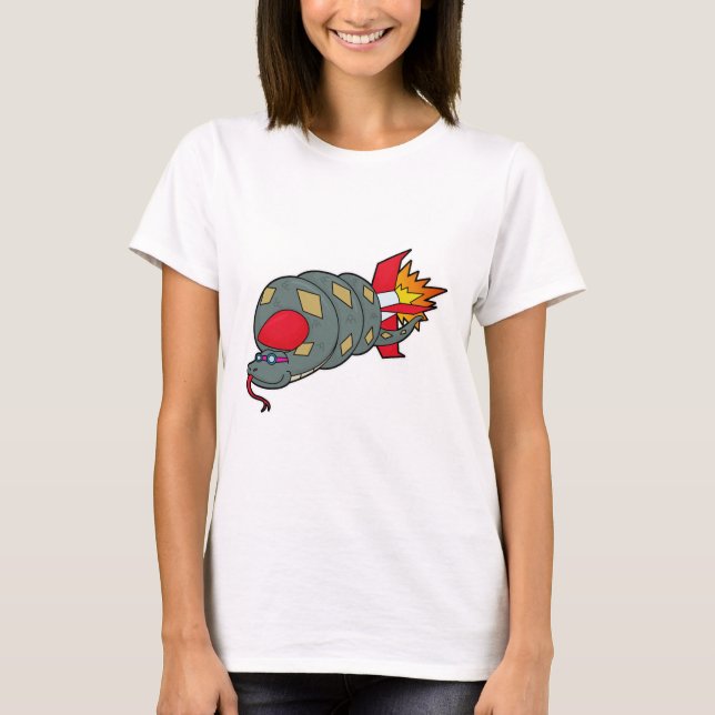 Schlange mit Rakete T-Shirt (Vorderseite)